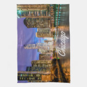 Chicago Illinos City 's nachts Theedoek (Verticaal)