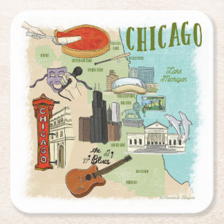 Chicago Illustrated Map Paper Onderzetter