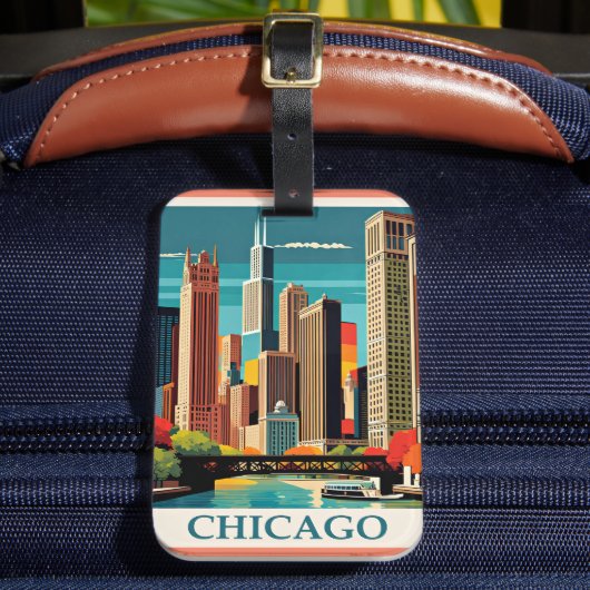 Chicago Illustratie Bagagelabel (Voorkant Insitu 2)