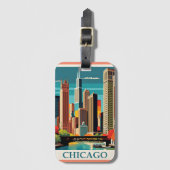 Chicago Illustratie Bagagelabel (Voorkant (verticaal))