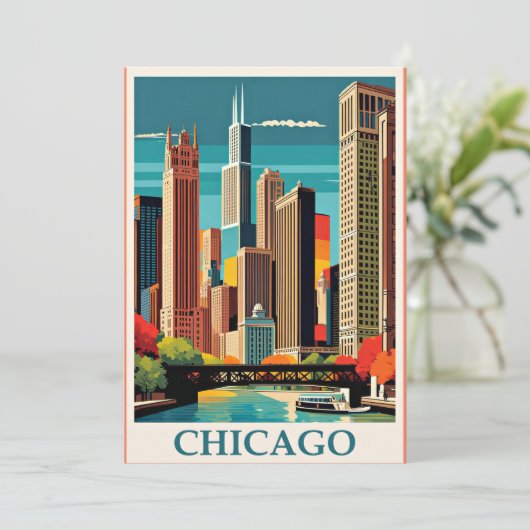 Chicago  Illustratie Bedankkaart (Staand voorkant)