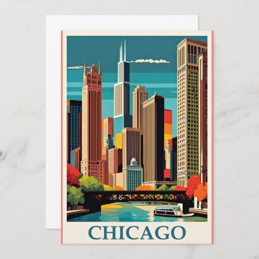Chicago  Illustratie Bedankkaart (Voorkant / Achterkant)
