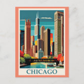 Chicago  Illustratie Briefkaart (Voorkant)