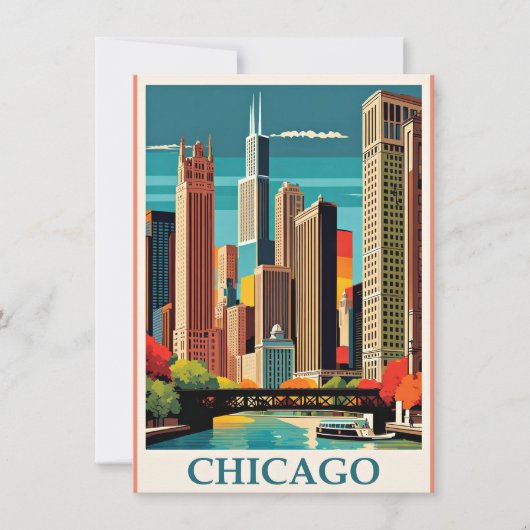 Chicago  Illustratie Notitiekaartje (Voorkant)
