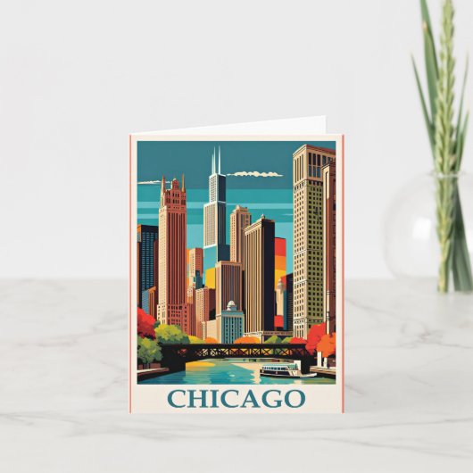 Chicago  Illustratie Notitiekaartje (Voorkant)