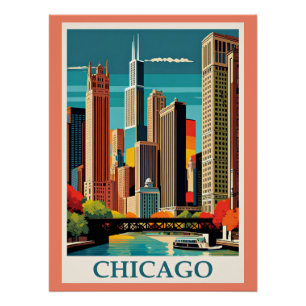 Chicago  Illustratie Perfect Poster