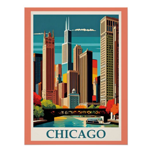 Chicago  Illustratie Perfect Poster (Voorkant)