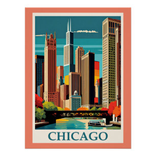 Chicago Illustratie uit het verleden Perfect Poster