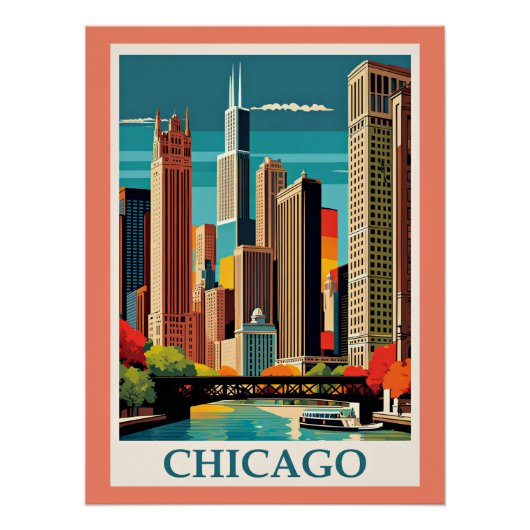 Chicago Illustratie uit het verleden Perfect Poster (Voorkant)