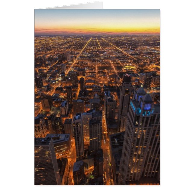 Chicago in de stad bij zonsondergang (Voorkant)