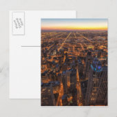 Chicago in de stad bij zonsondergang briefkaart (Voorkant / Achterkant)