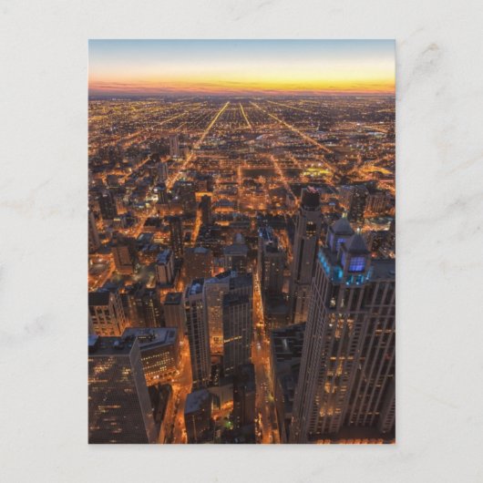 Chicago in de stad bij zonsondergang briefkaart (Voorkant)