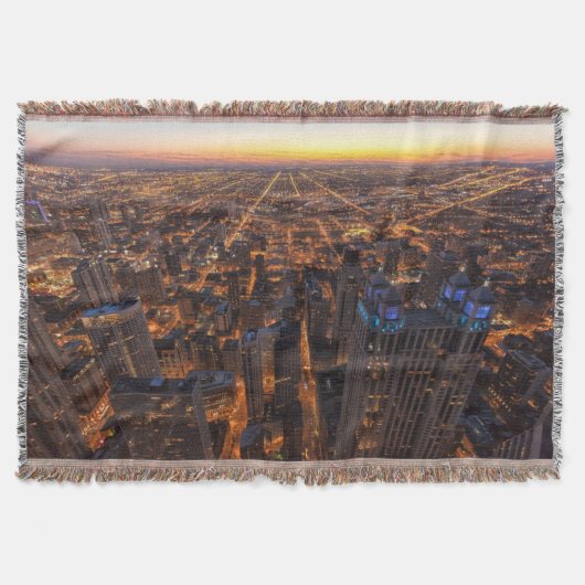 Chicago in de stad bij zonsondergang deken (Voorkant)