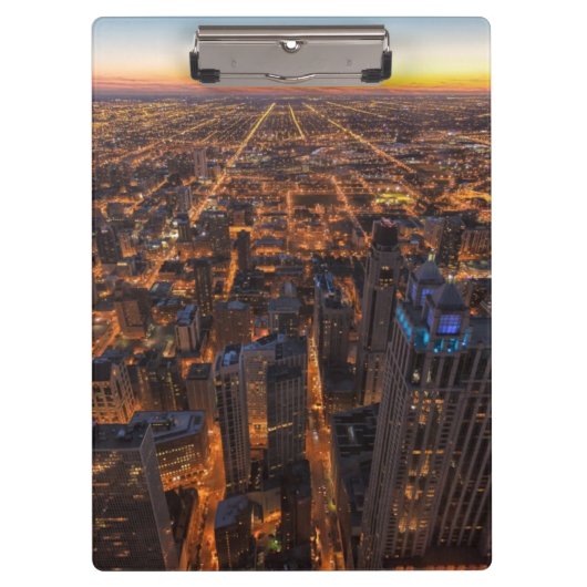Chicago in de stad bij zonsondergang klembord (Voorkant)