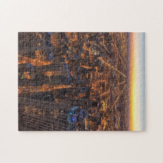 Chicago in de stad bij zonsondergang legpuzzel (Horizontaal)