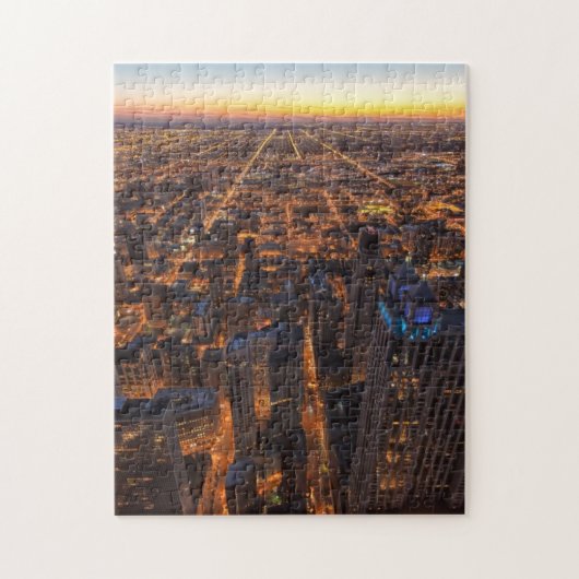 Chicago in de stad bij zonsondergang legpuzzel (Verticaal)