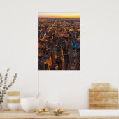 Chicago in de stad bij zonsondergang poster (Keuken)