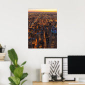 Chicago in de stad bij zonsondergang poster (Thuiskantoor)