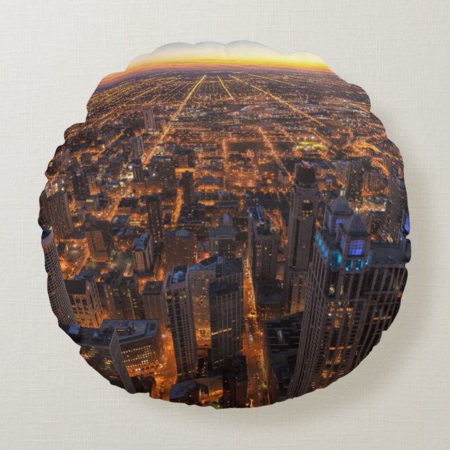 Chicago in de stad bij zonsondergang rond kussen (Voorkant)