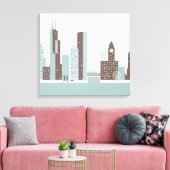 Chicago in de winter canvas afdruk (Insitu (Woonkamer))