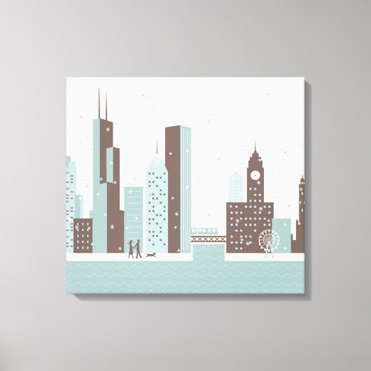 Chicago in de winter canvas afdruk (Voorkant)