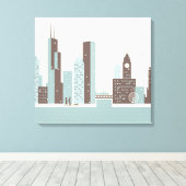 Chicago in de winter canvas afdruk (Insitu (Houten vloer))
