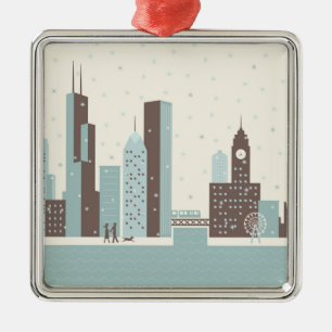 Chicago in de winter metalen ornament