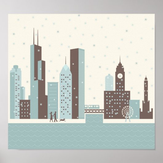 Chicago in de winter poster (Voorkant)