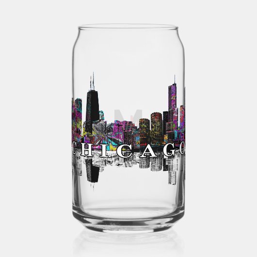 Chicago in graffiti met monogram blikvorm glas (Voorkant)