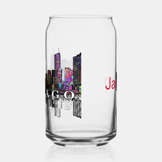 Chicago in graffiti met monogram blikvorm glas (Links)