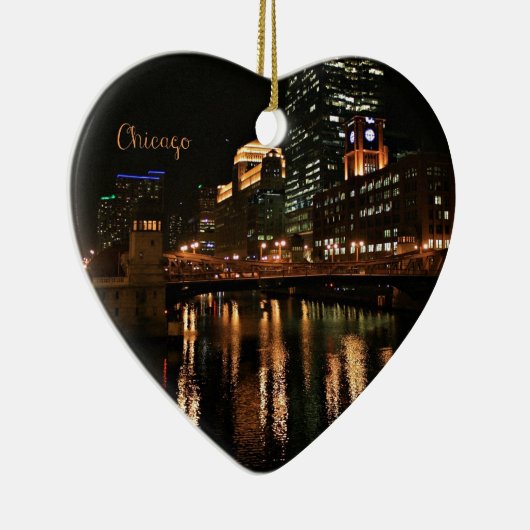 Chicago in Night cityscape Keramisch Ornament (Rechts)