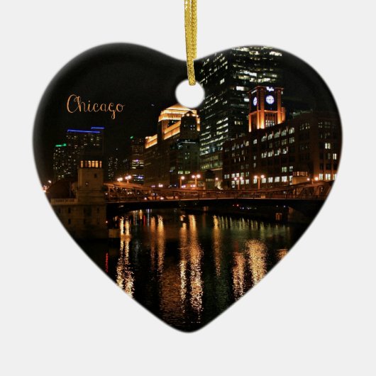 Chicago in Night cityscape Keramisch Ornament (Voorkant)