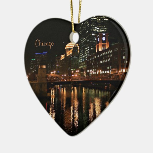 Chicago in Night cityscape Keramisch Ornament (Links)
