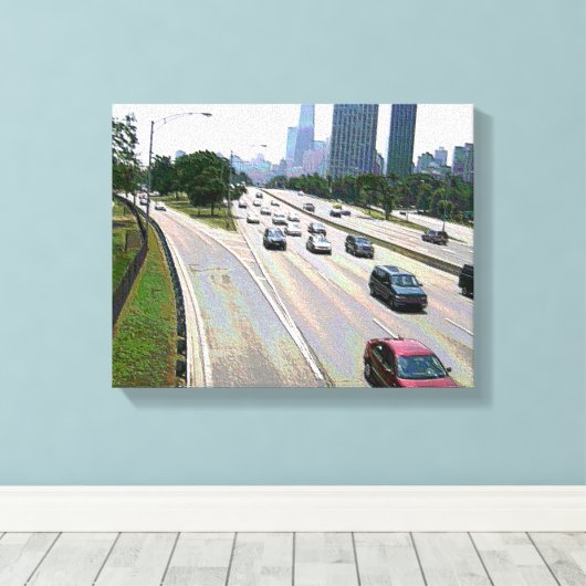 Chicago in Sandstone Canvas Afdruk (Insitu (Houten vloer))