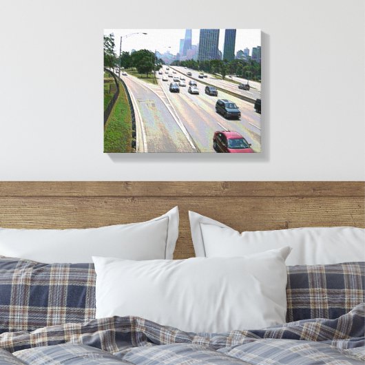 Chicago in Sandstone Canvas Afdruk (Insitu (Slaapkamer))