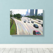 Chicago in zandsteen canvas afdruk (Insitu (Houten vloer))