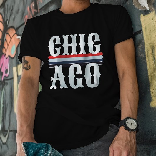 Chicago : jaren '80  Rood Blauw en wit strepen T-shirt