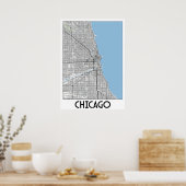 Chicago-kaart Poster (Keuken)
