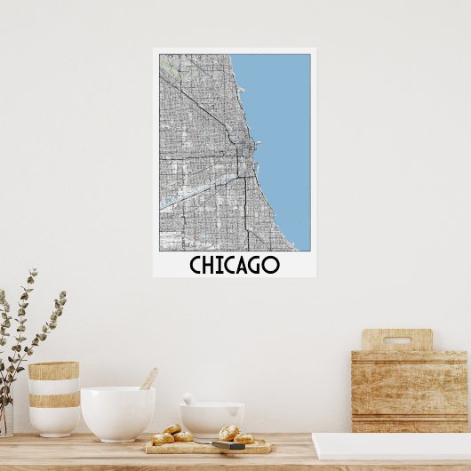 Chicago-kaart Poster (Keuken)