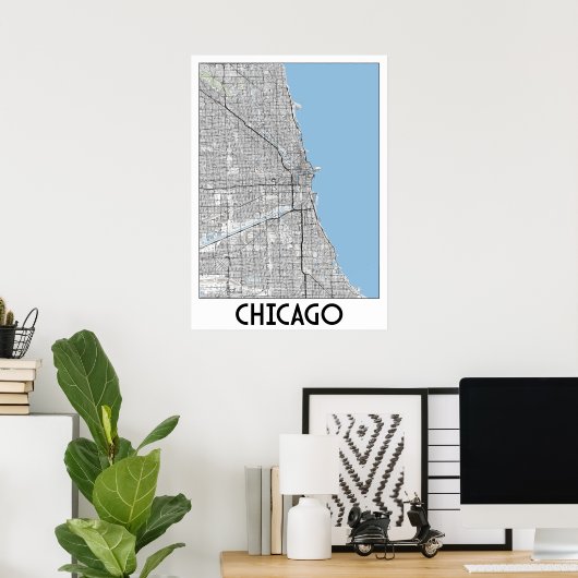 Chicago-kaart Poster (Thuiskantoor)
