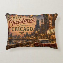 Chicago Kerstsfeer Skyline Holiday Comfort Accent Kussen