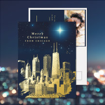 Chicago Kerstster Voeg foto toe Folie Postkaart