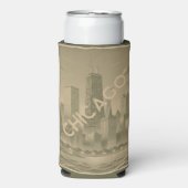 Chicago Khaki Green Tan Skyline Seltzer Blikjeskoeler (Seltzer Voorkant)