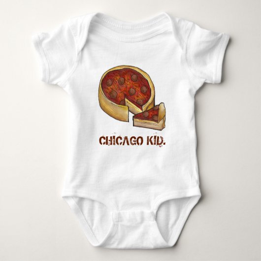 CHICAGO KIND Illinois Deep Dish Pepperoni Pizza Romper (Voorkant)