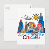 Chicago Kinder Skyline Briefkaart (Voorkant / Achterkant)
