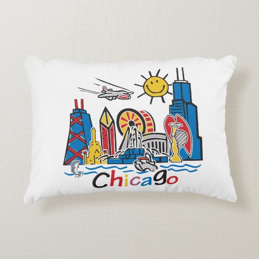 Chicago Kinder Skyline Decoratief Kussen (Voorkant)