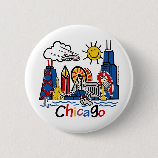 Chicago Kinder Skyline Ronde Button 5,7 Cm (Voorkant)