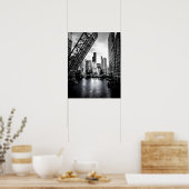 Chicago Kinzie Street Bridge Zwart-wit Poster (Keuken)