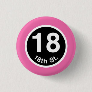 Chicago L 18th St. Pink Line Ronde Button 3,2 Cm