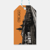 Chicago L 1950 Waterverf Sepia Fotosubway Cadeaulabel (Achterkant)